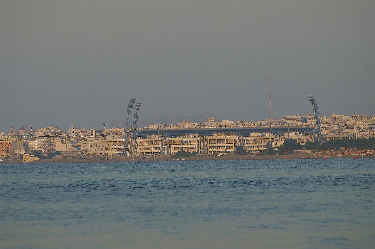Ammoudara Beach looking towards Heraklion, Crete &mdash; the study area for high-energy wave impact analysis